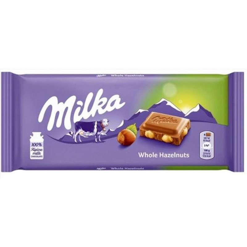 MILKA ΣΟΚΟΛΑΤΑ 95gr - (WHOLE HAZELNUTS)